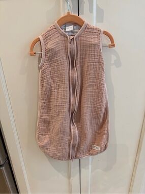 Little 6-12m Muslin Zip Sleep Sack - Dusty Rose